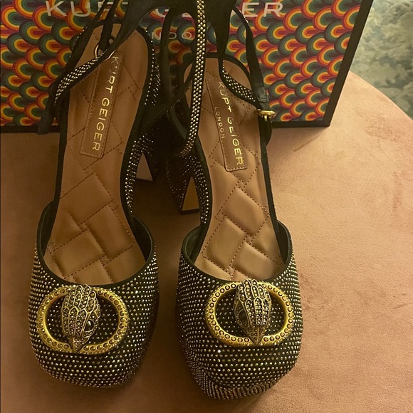 Kurt Geiger Black and Gold Embellished Heels - Picture 2 of 5